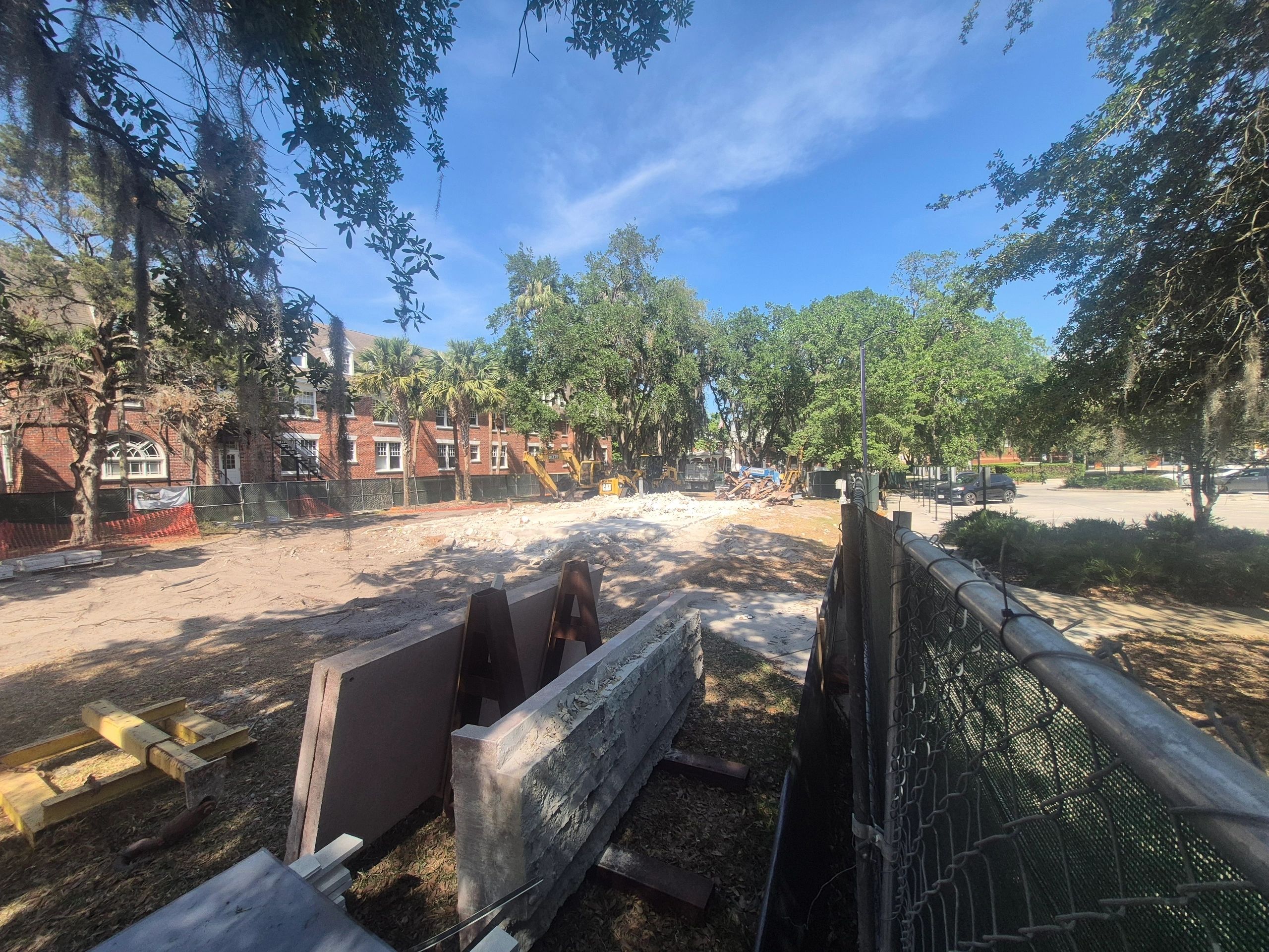 Fenced-off area under blue sky