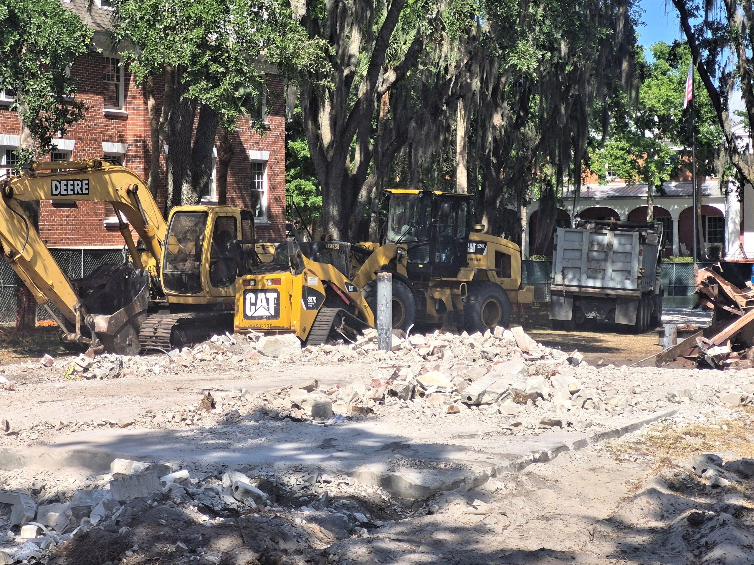 Excavator and bulldozer on site