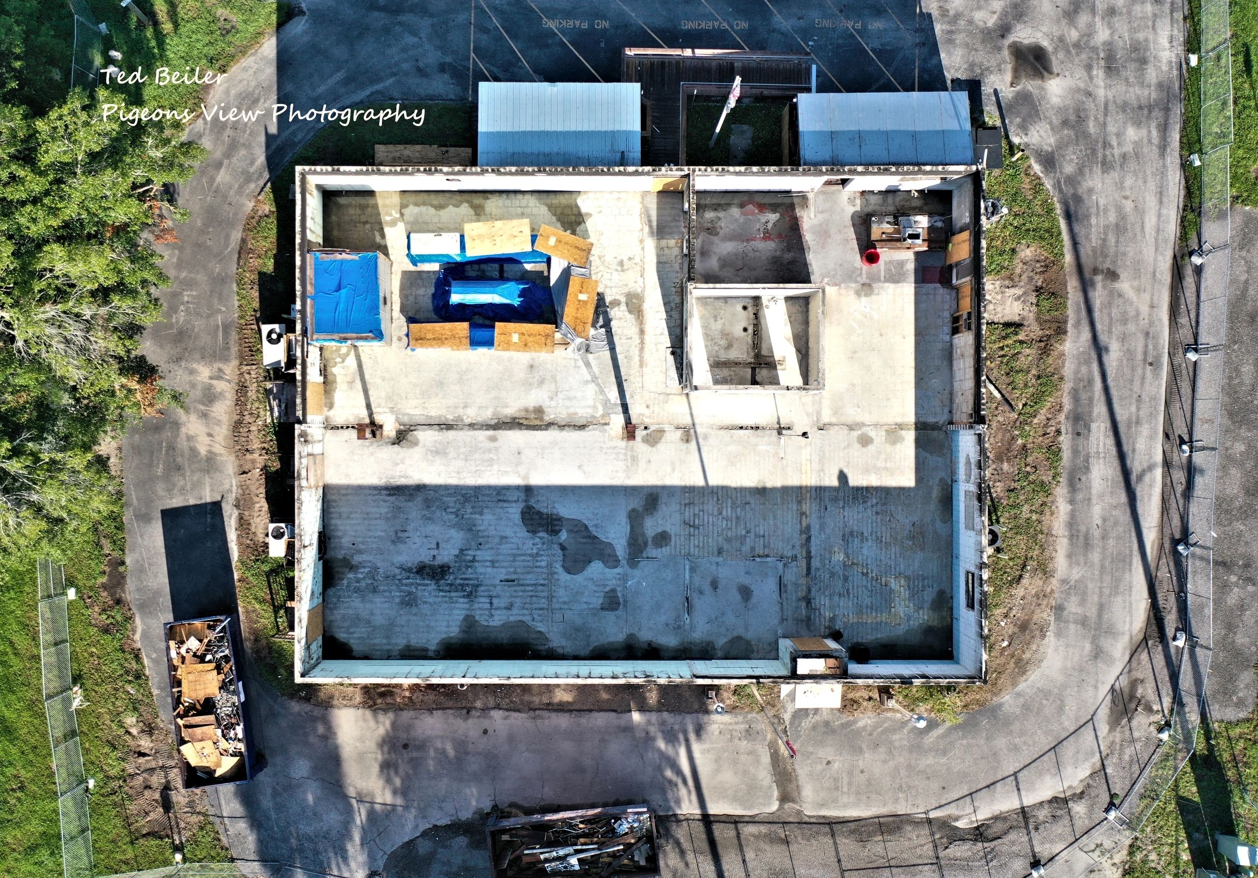 Top-down shot of unfinished structure
