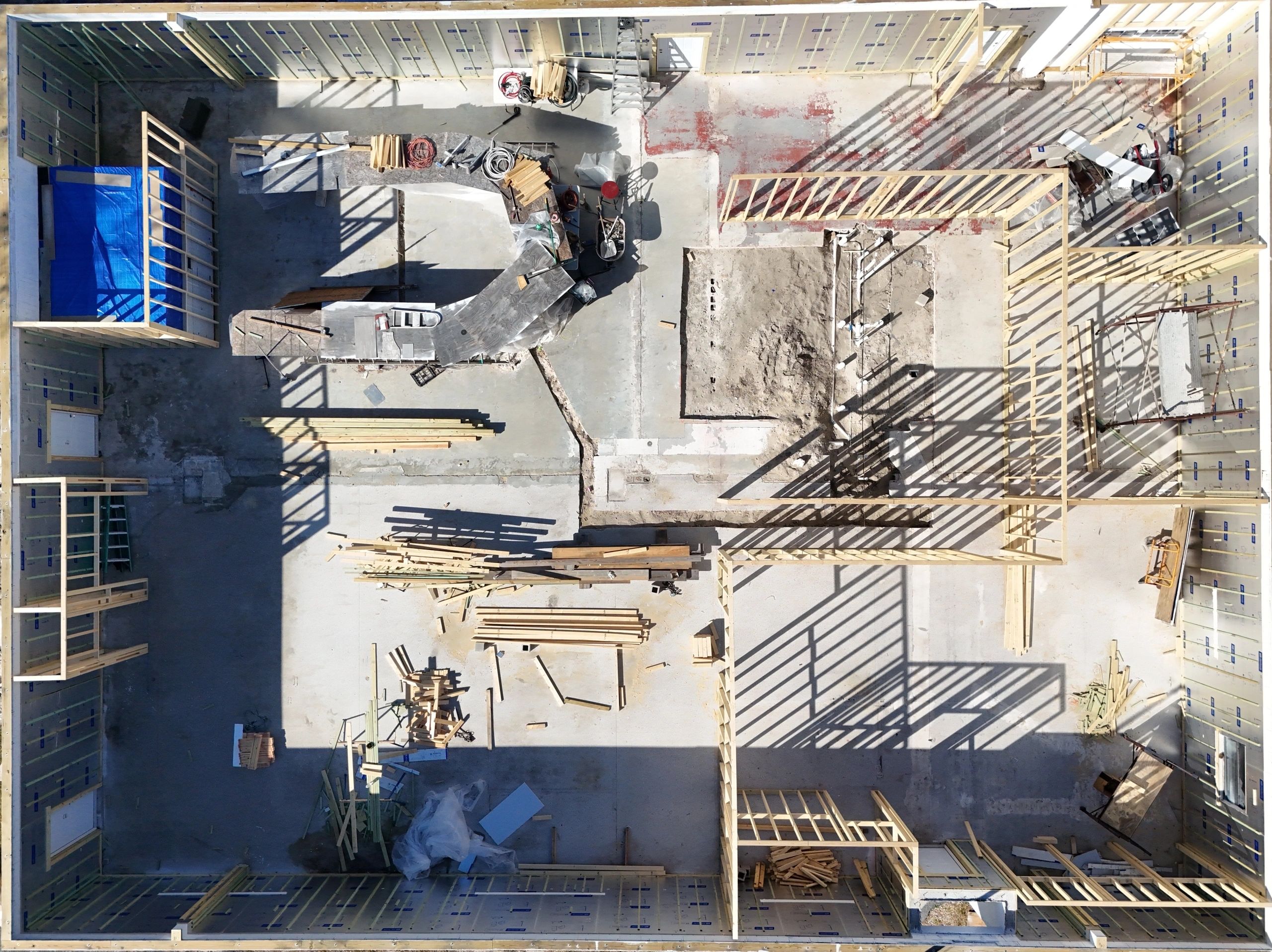 Building framework from above