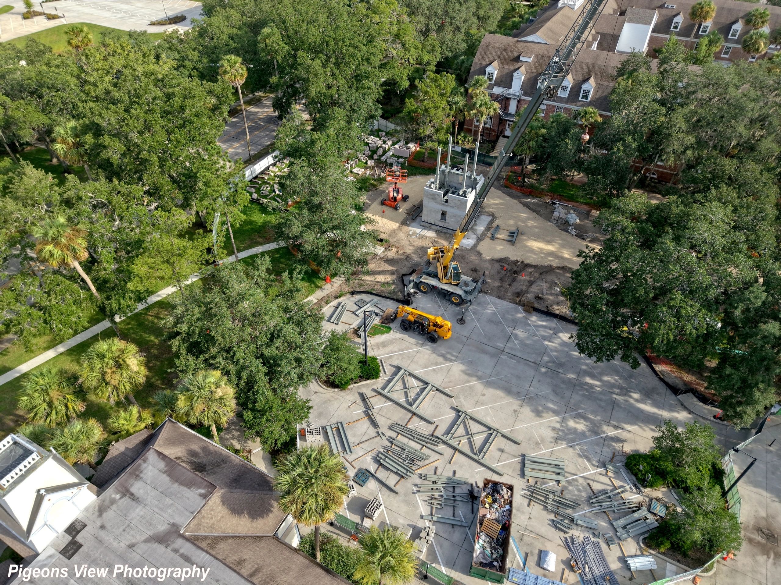 Crane operating at construction area