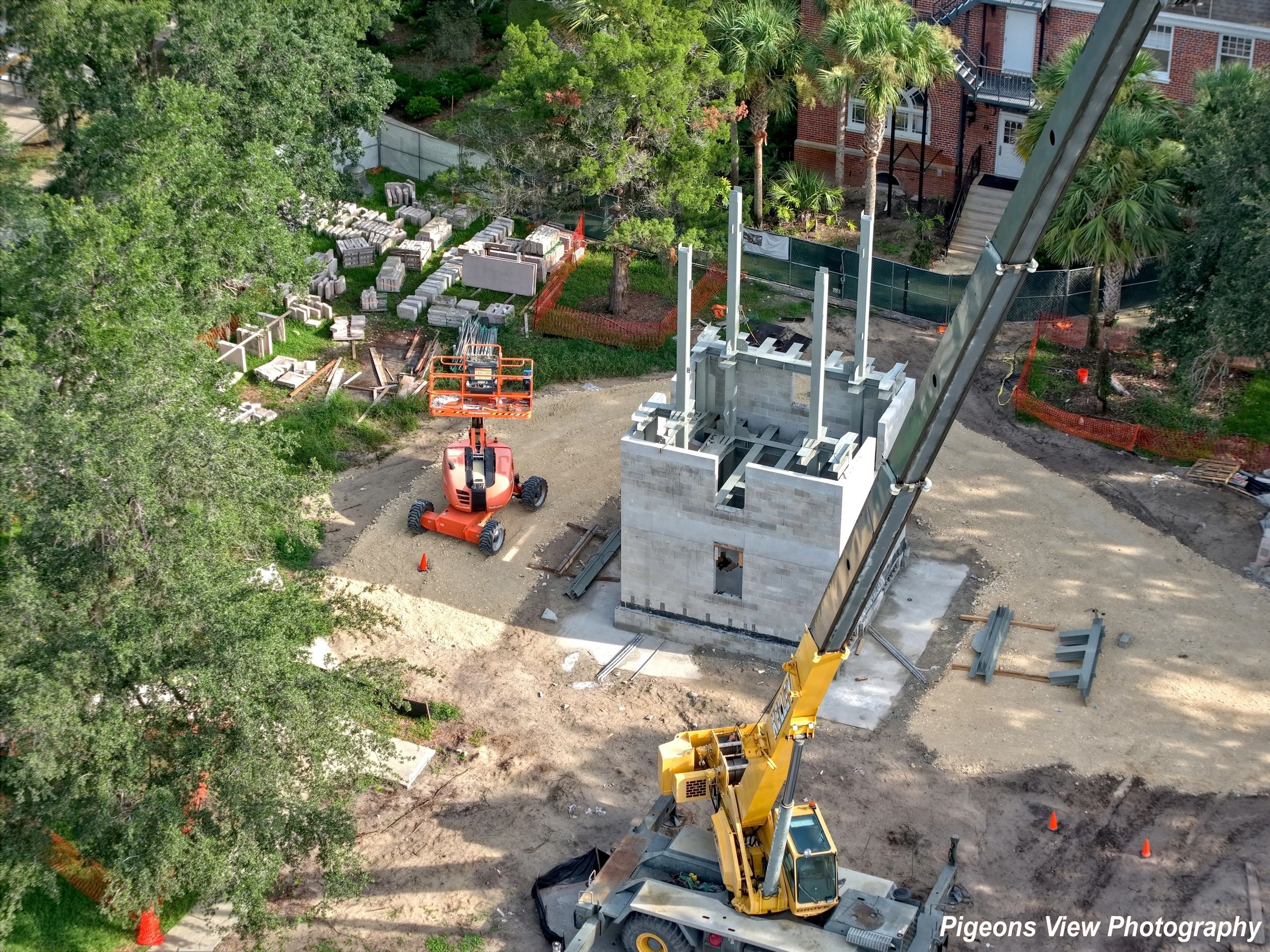 Crane operating at a construction site.