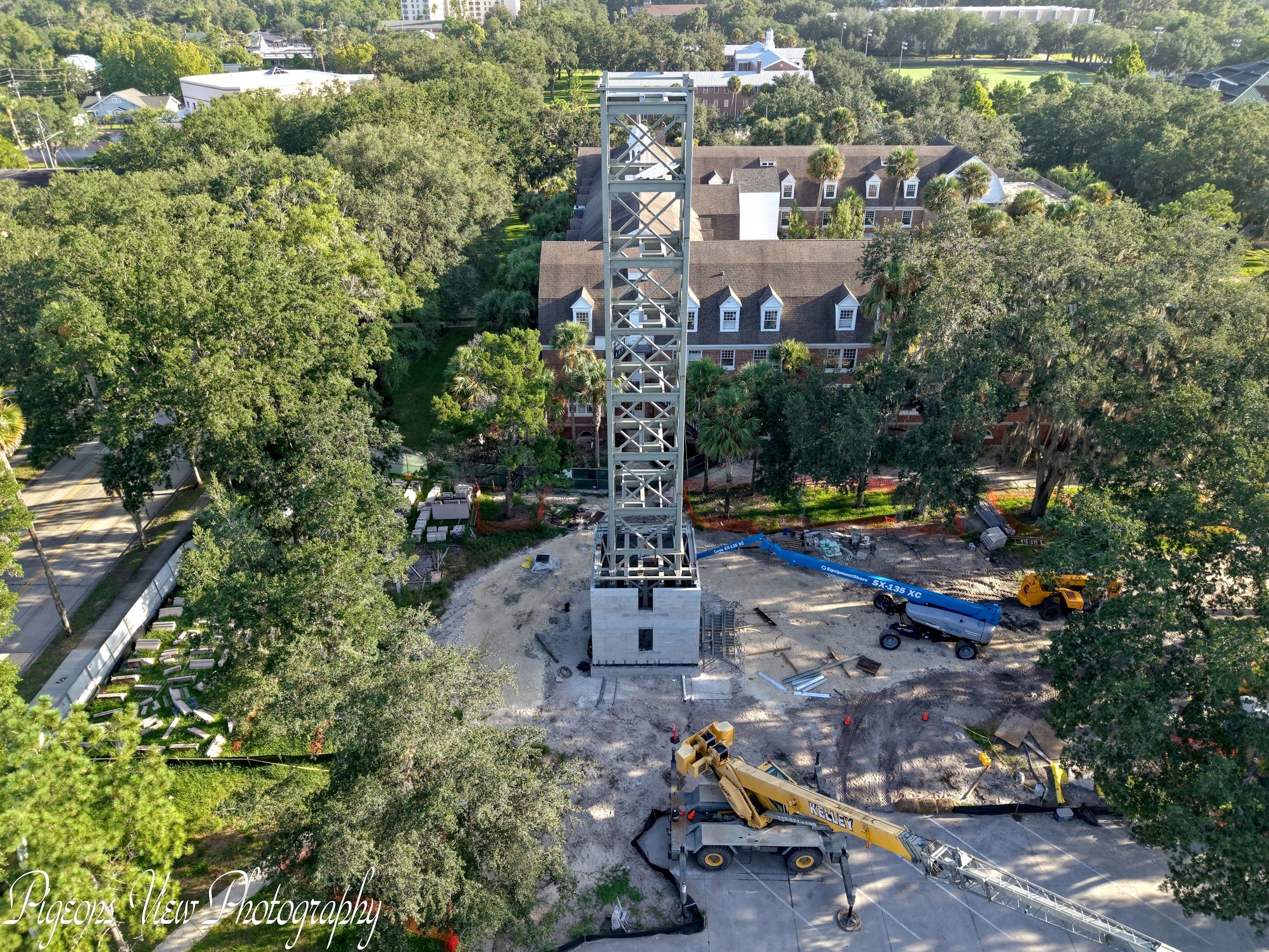 Construction crane near residential area