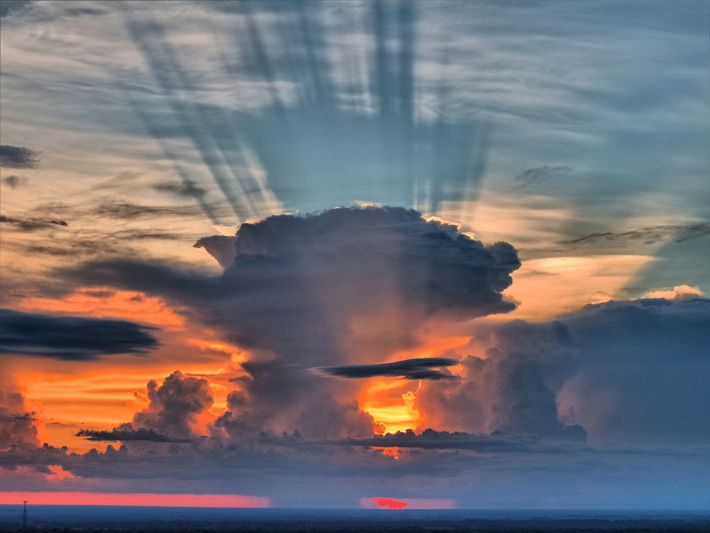 Colorful sunset sky with cloud formations