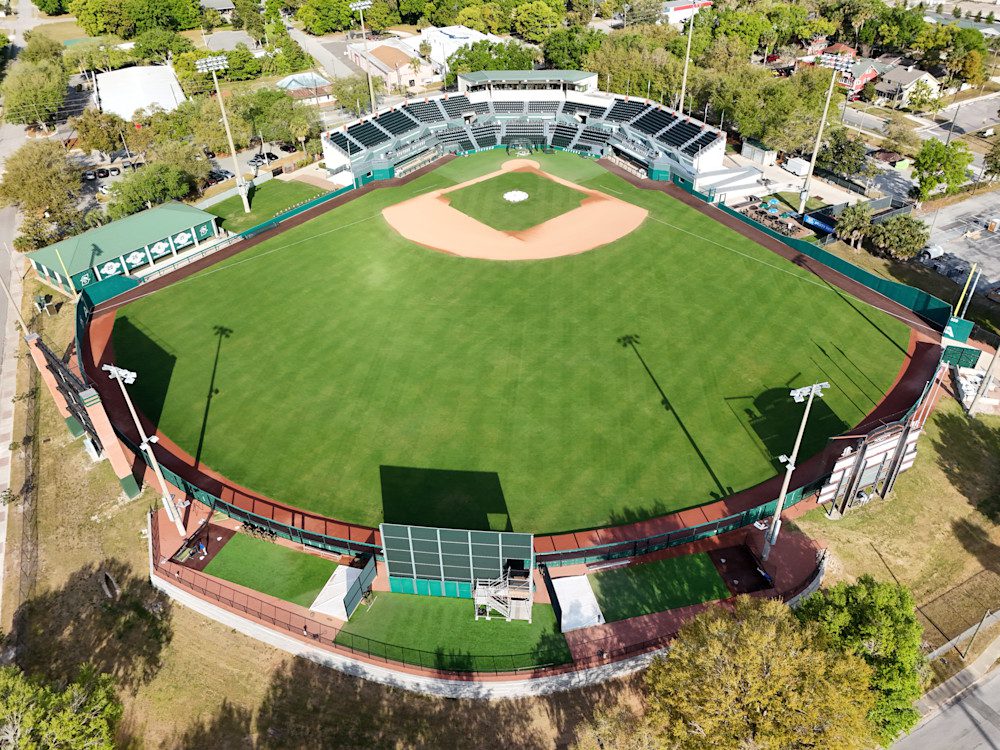 Empty baseball park from above
