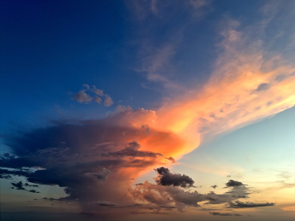 Cloudscape with colorful sunset hues