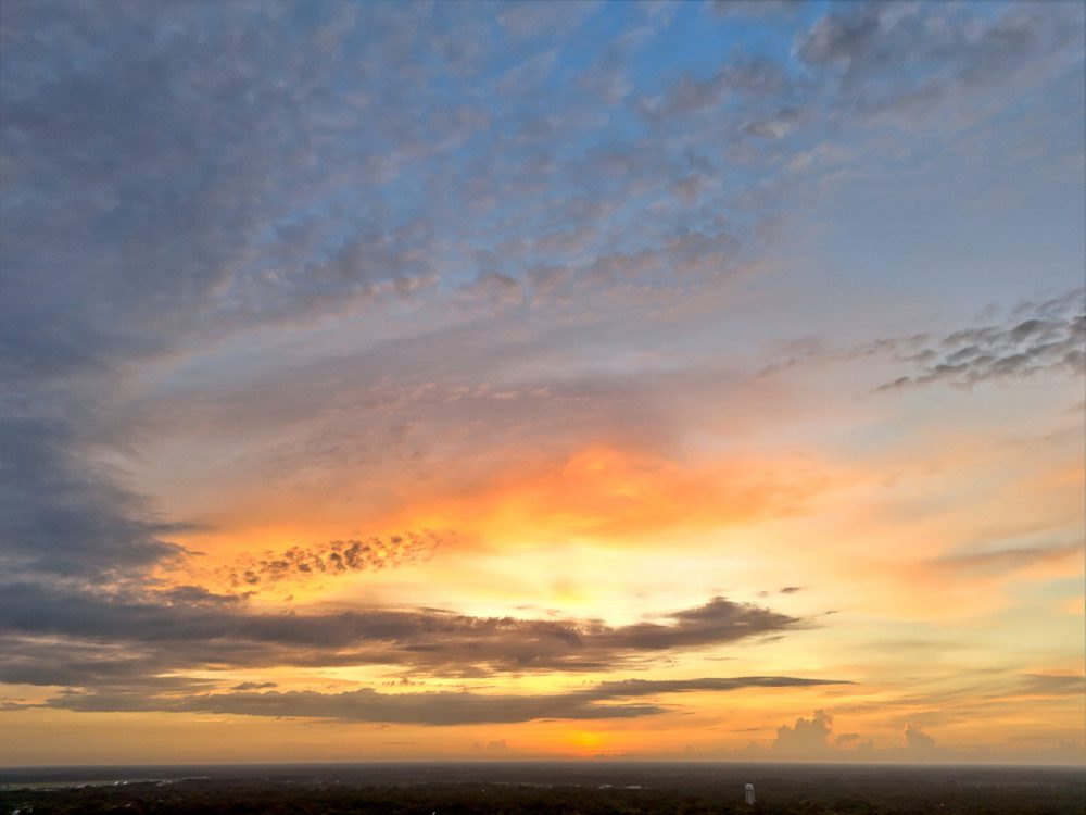 Vibrant evening sky over horizon.