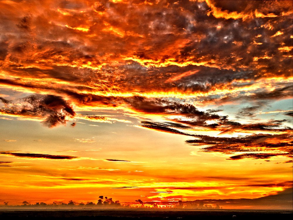 Stunning orange and red sunset clouds