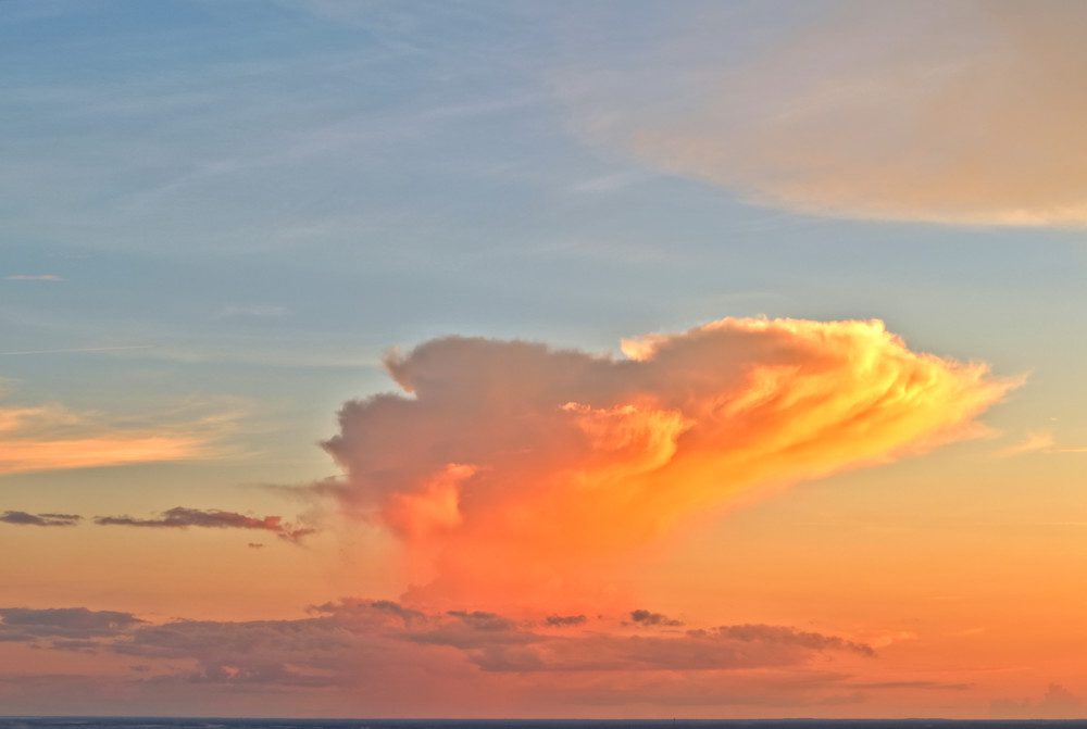 Colorful cloud formation during sunset