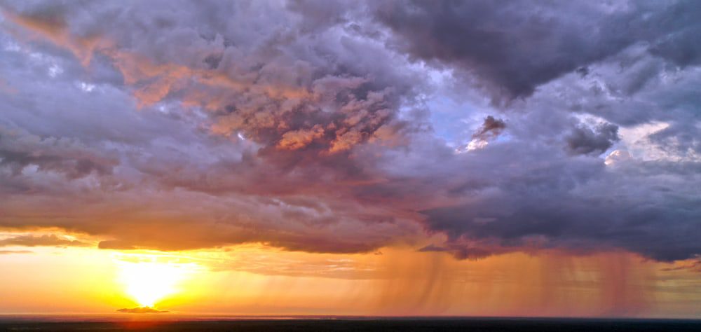 Vibrant sunset and rain clouds