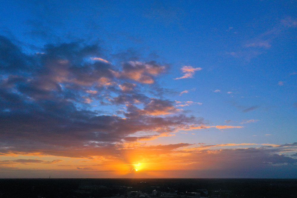 Scenic view of colorful sunset clouds.