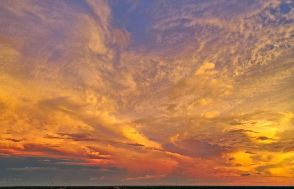 Colorful sunset sky with dramatic clouds