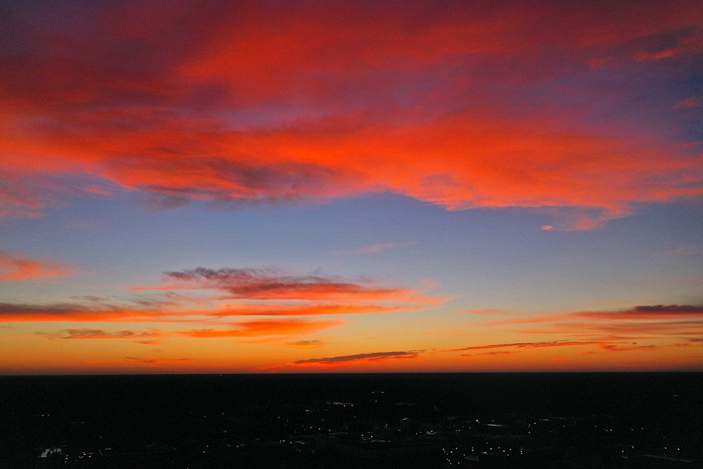 Twilight sky showing stunning orange and red tones