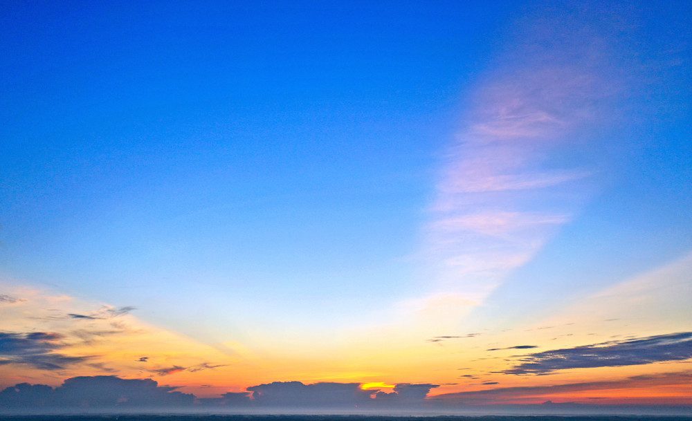 Blue and orange sunset horizon