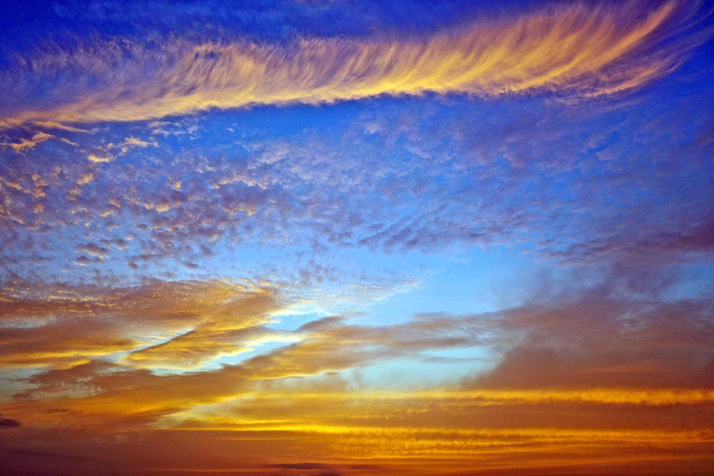 Evening sky painted with sunset colors