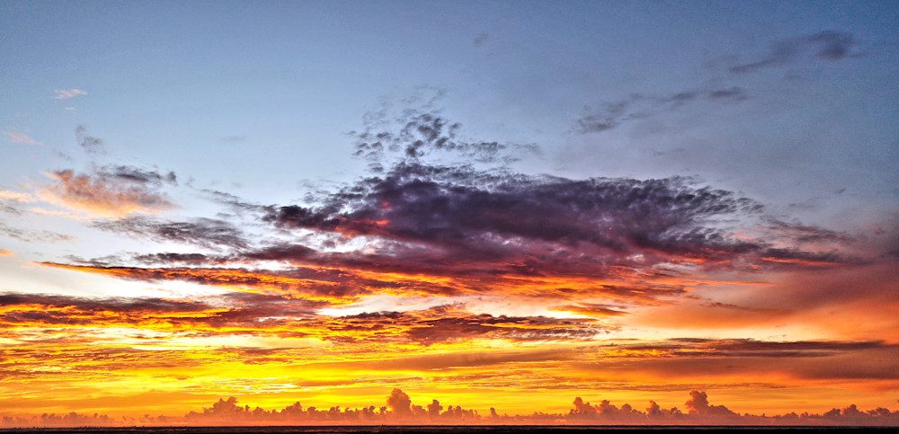 Fiery sunset over the horizon