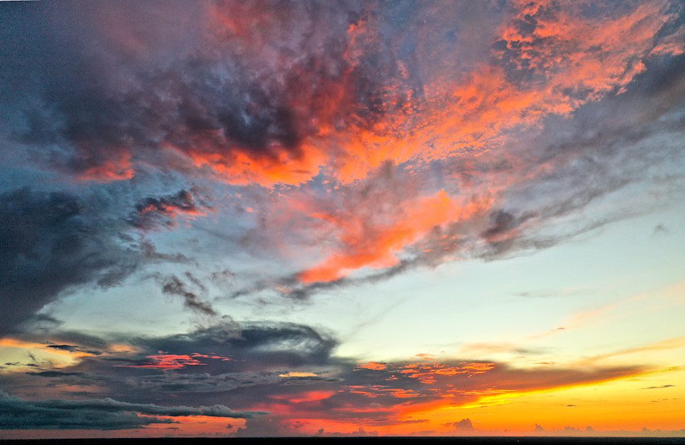 Stunning sunset with fiery clouds
