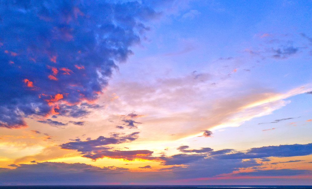 Sunset with orange and purple hues