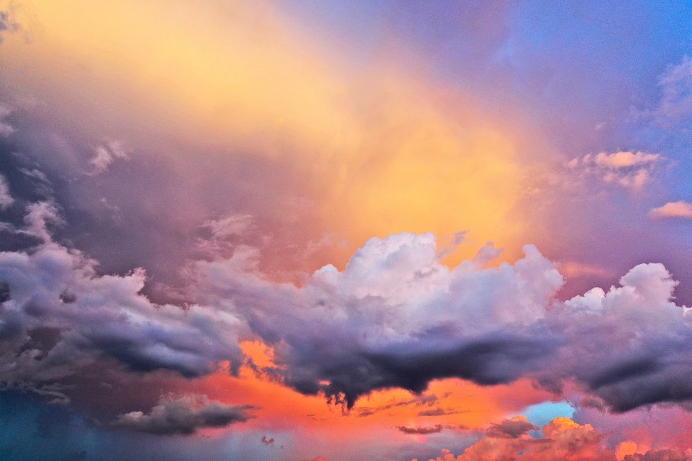 Vibrant twilight sky with glowing clouds