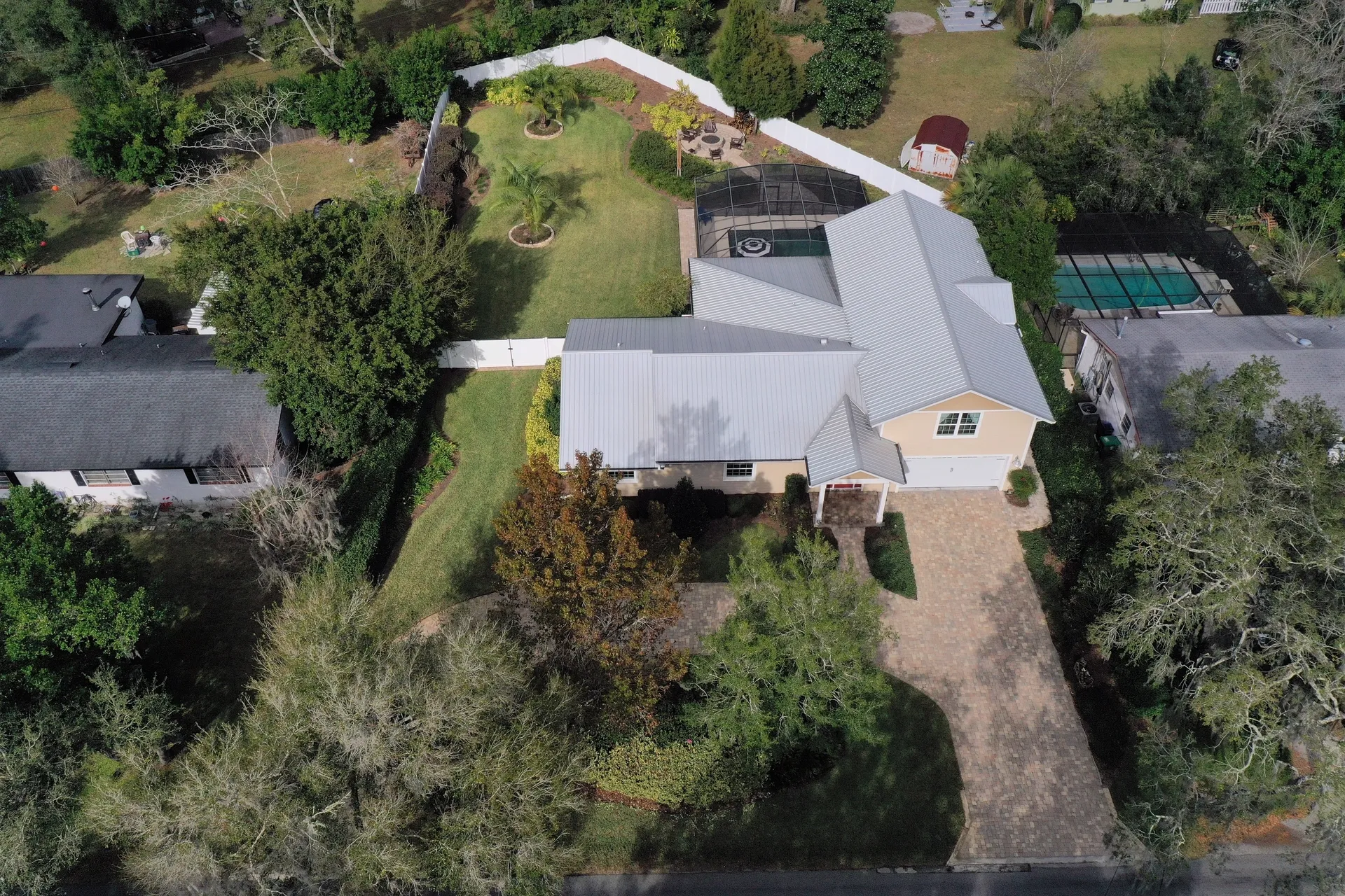 Aerial view of house and garden