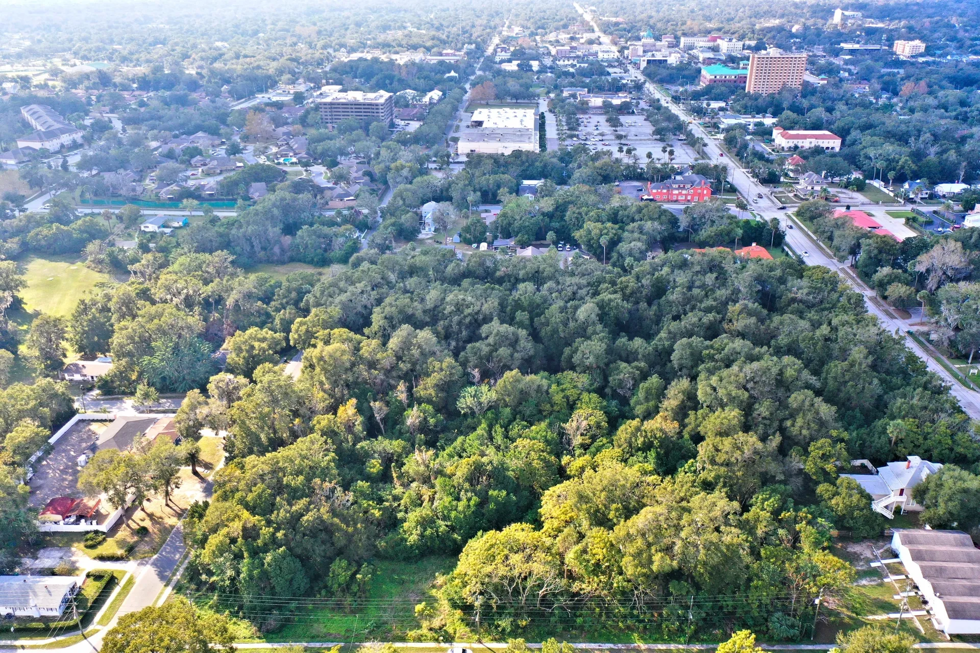 Aerial view of suburban landscape