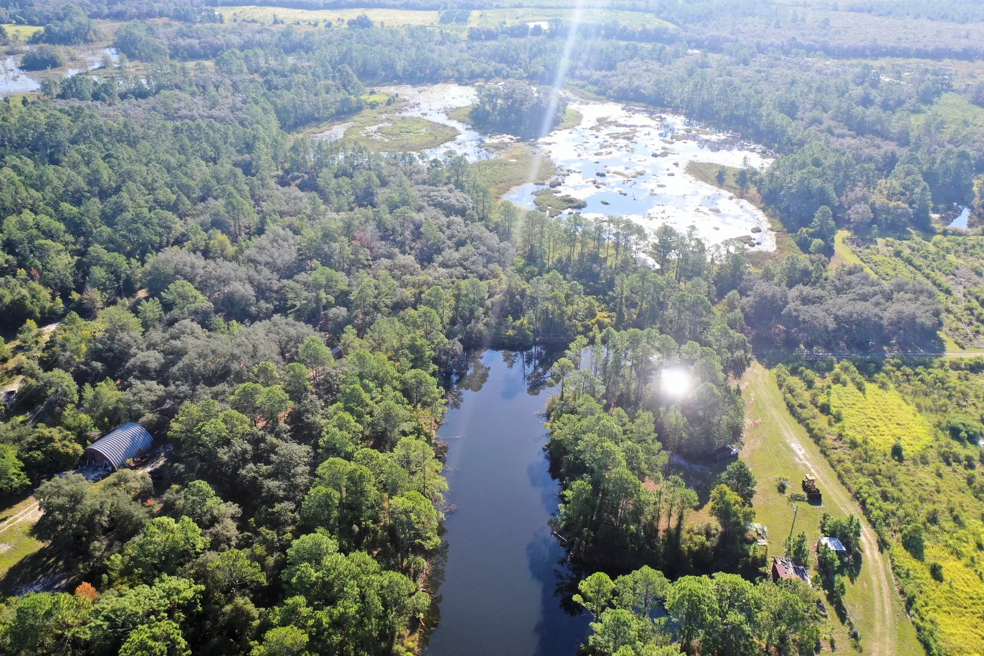 Scenic countryside with river and trees