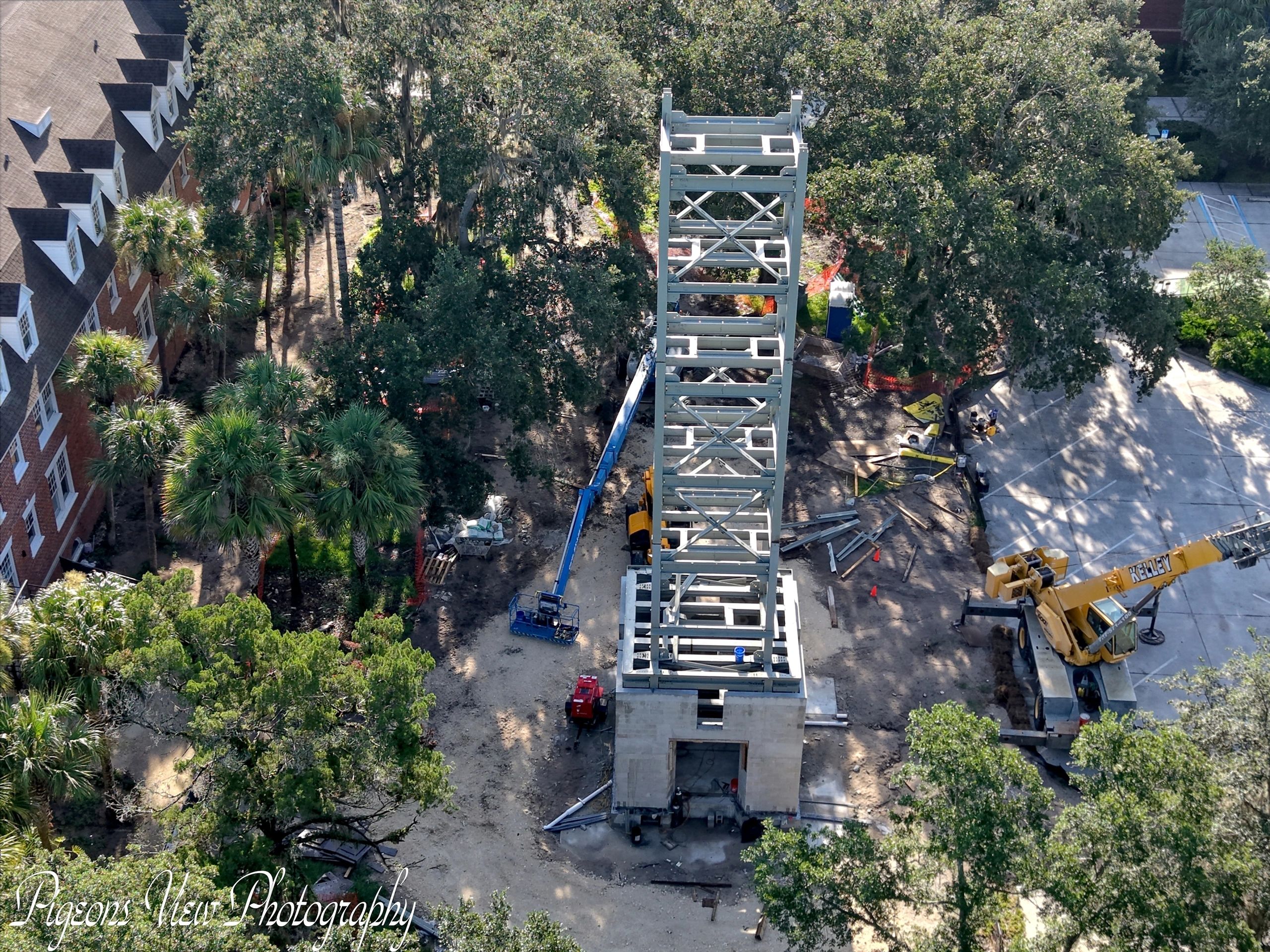 Aerial view of tower construction site