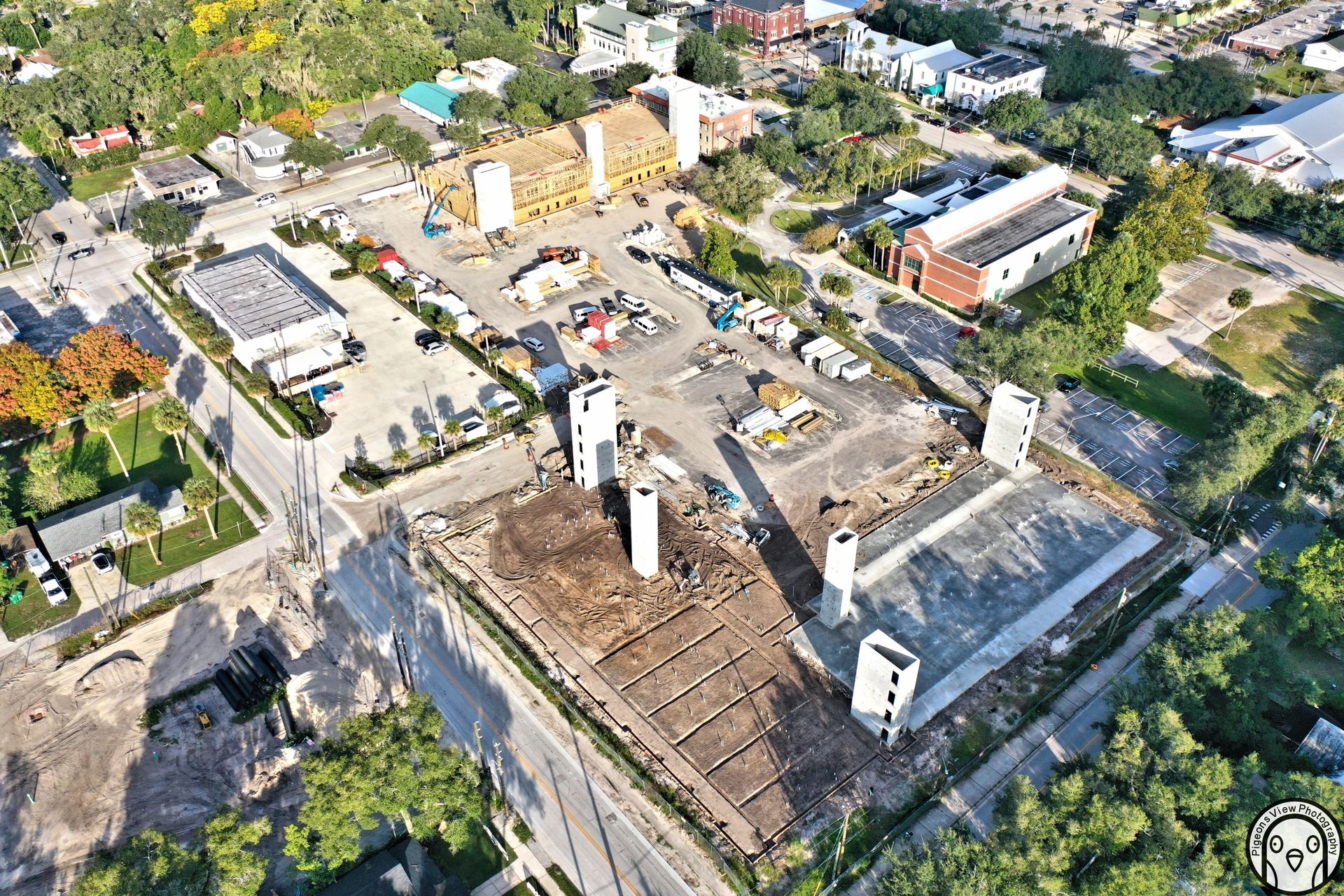 Urban development area with construction materials