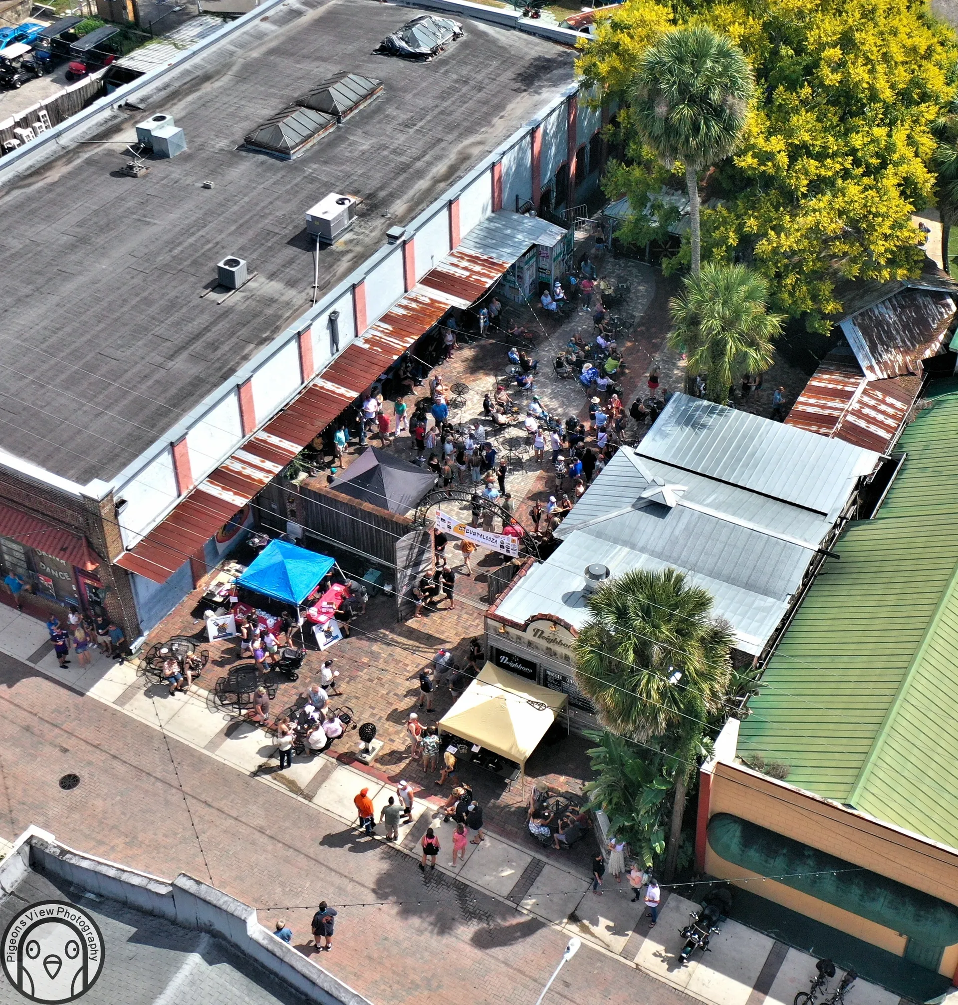 People gathering at outdoor event