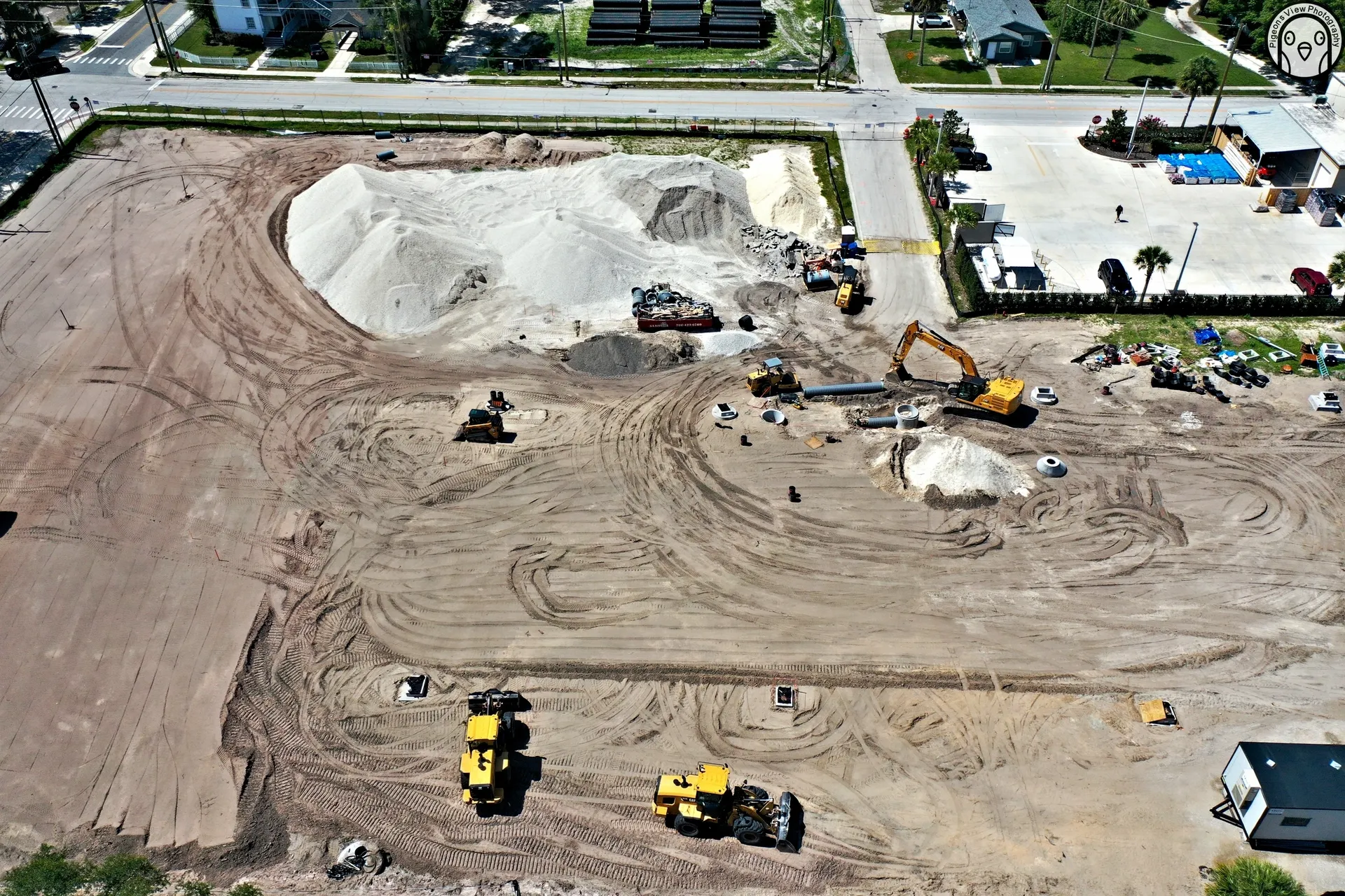 Construction site with heavy machinery