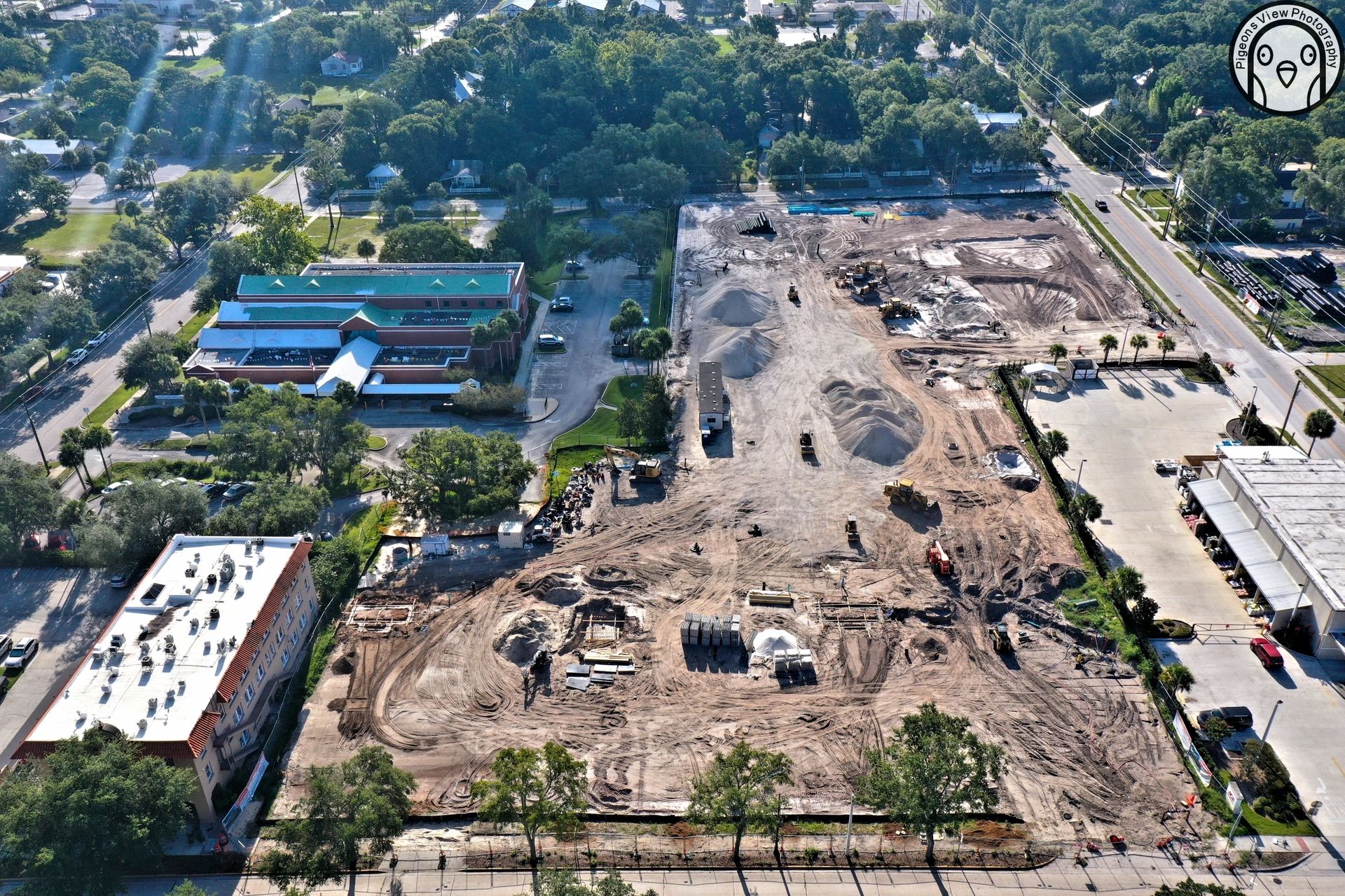 Aerial view of construction site