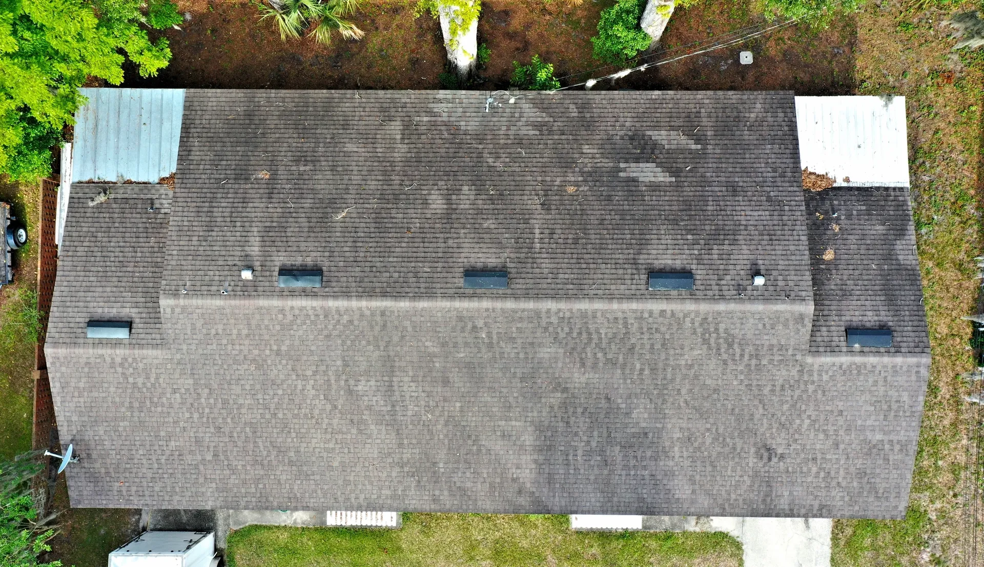 Top-down shot of a large roof