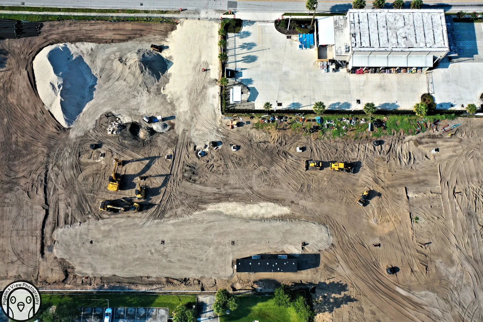 Construction site with earth-moving equipment