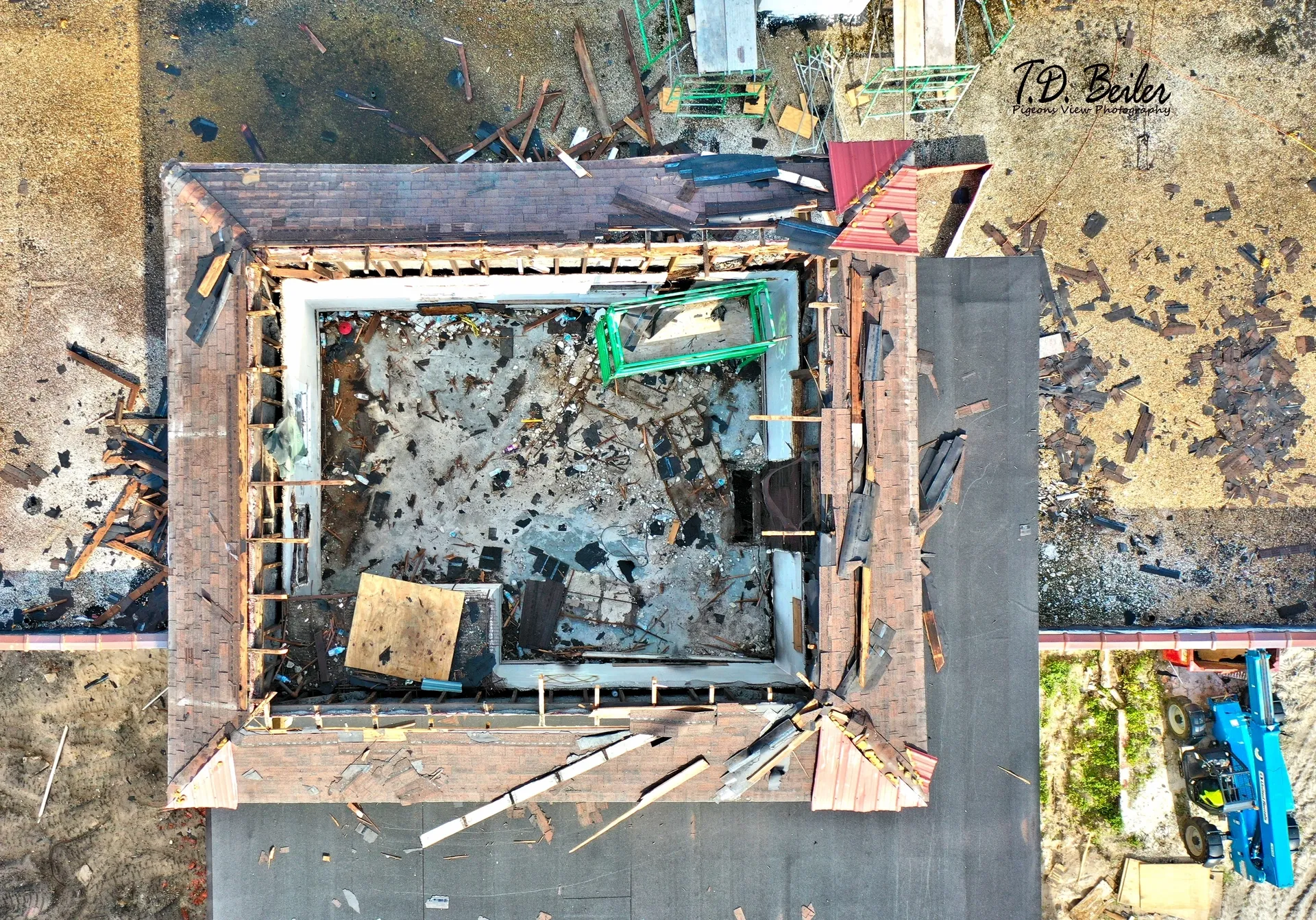 Top view of a demolished structure