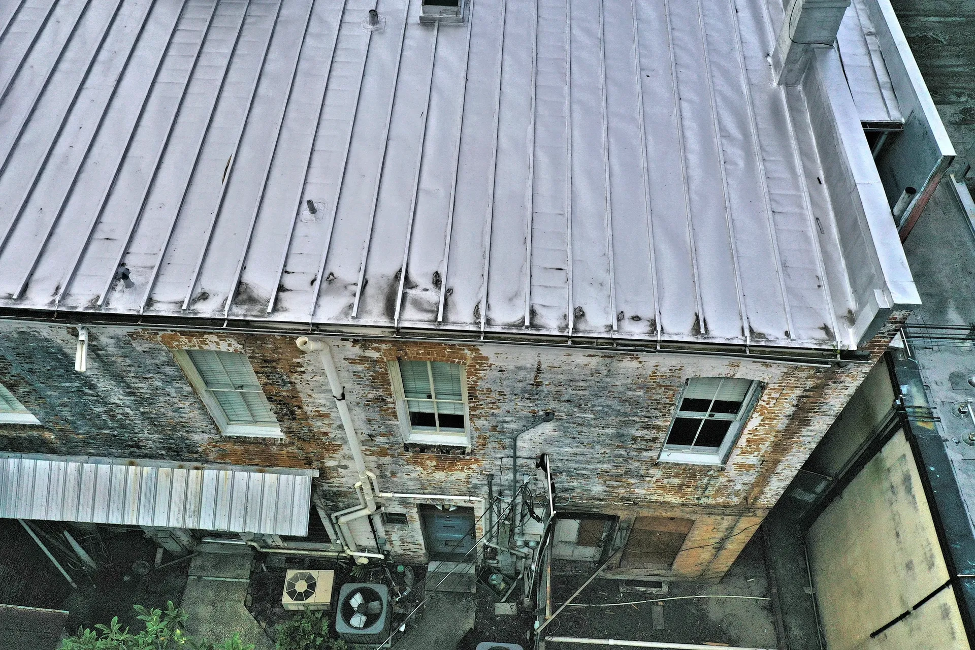 Aerial view of industrial building roof