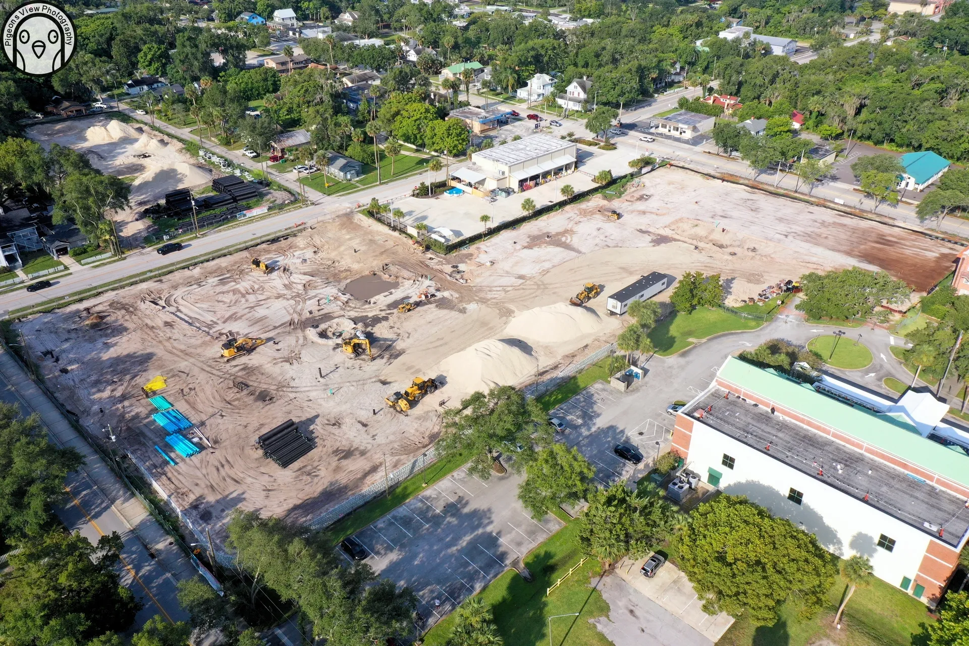 Construction site with machinery and materials