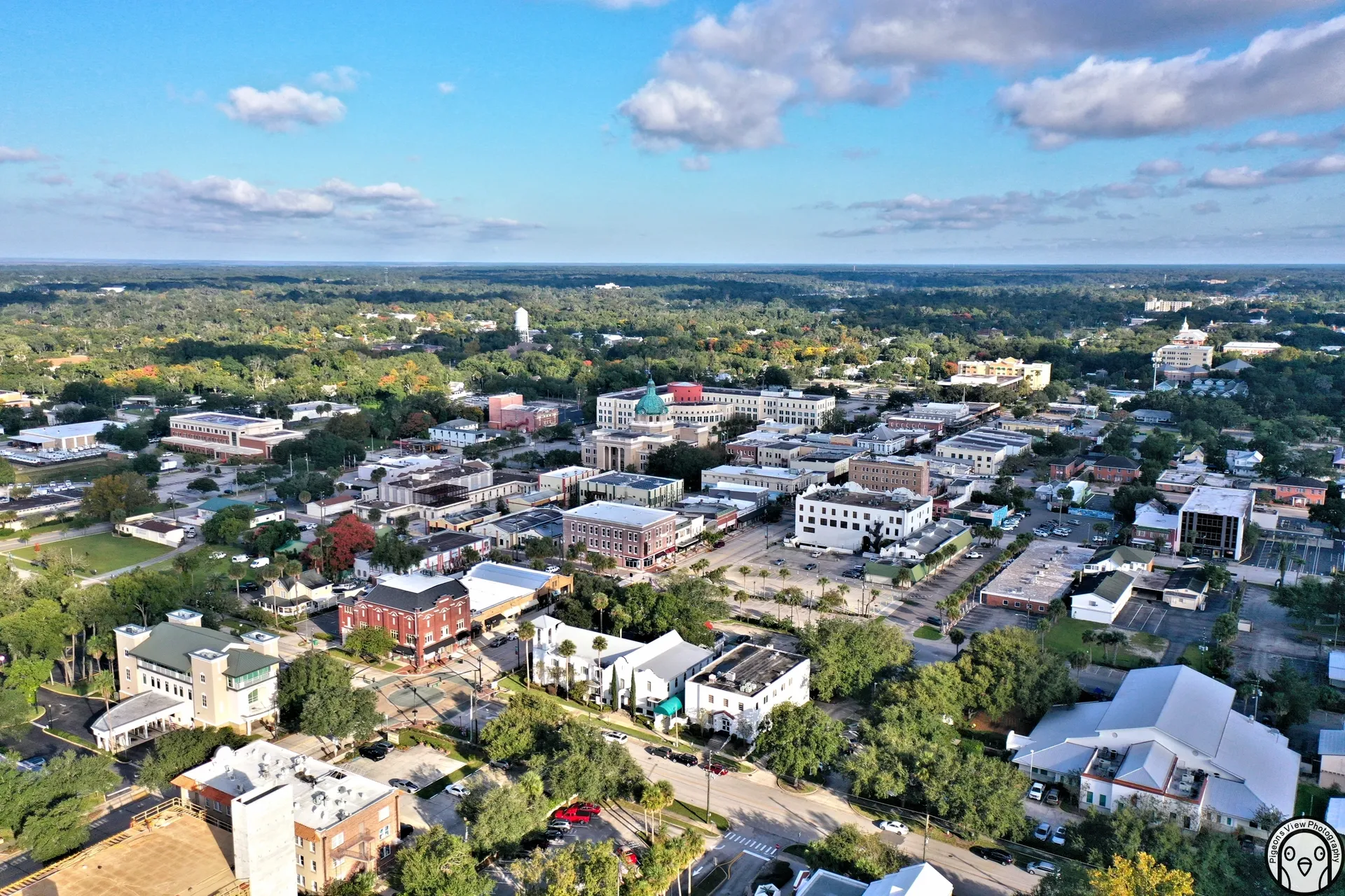 Aerial view of a small town