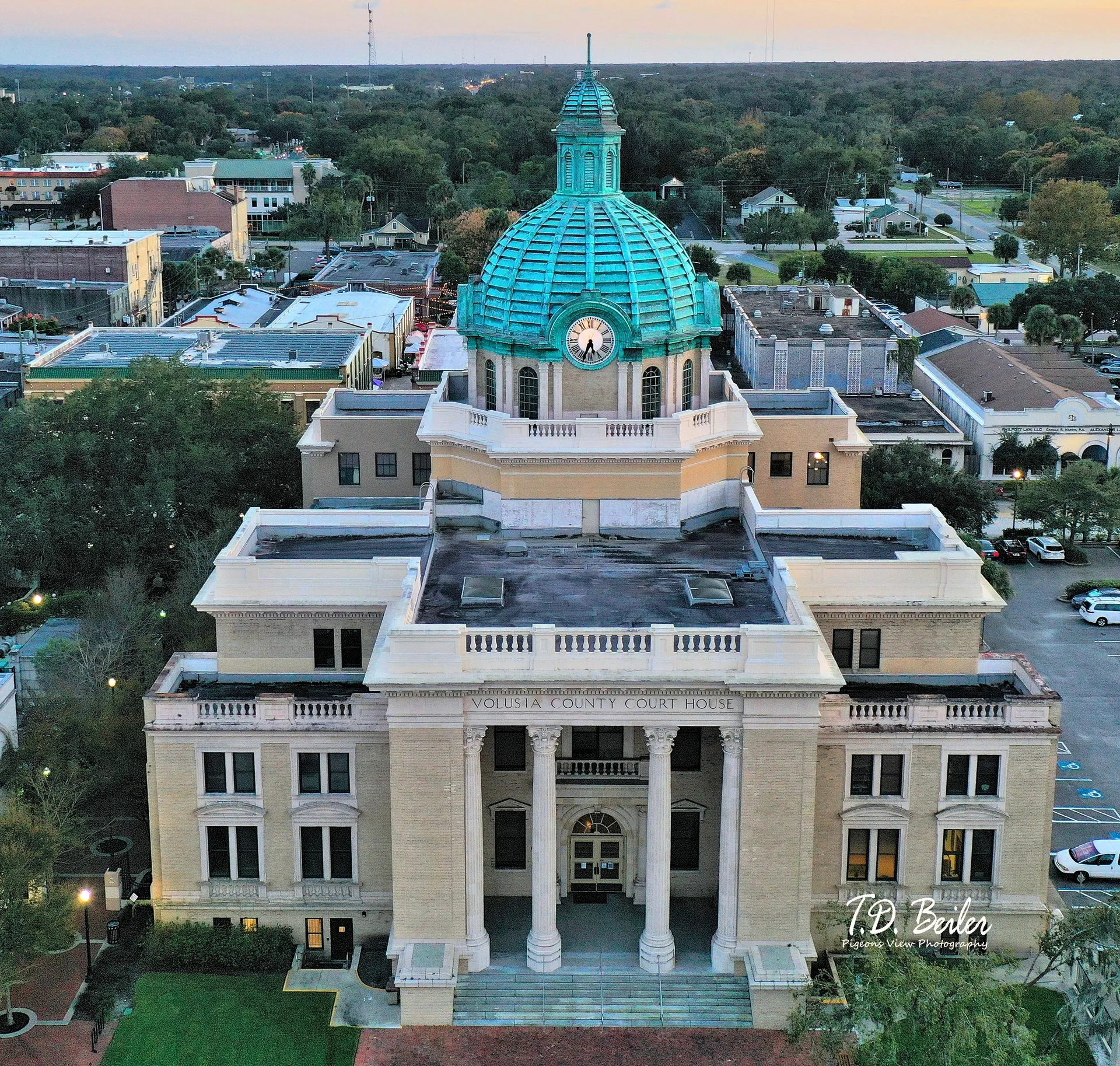 Historic courthouse with green dome