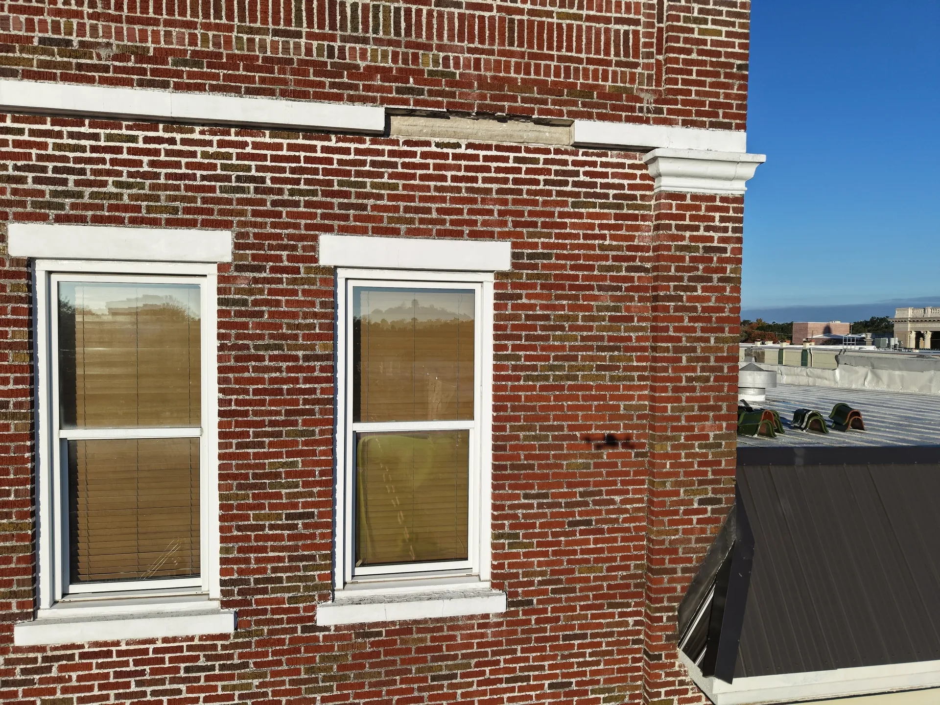 Red brick wall and windows