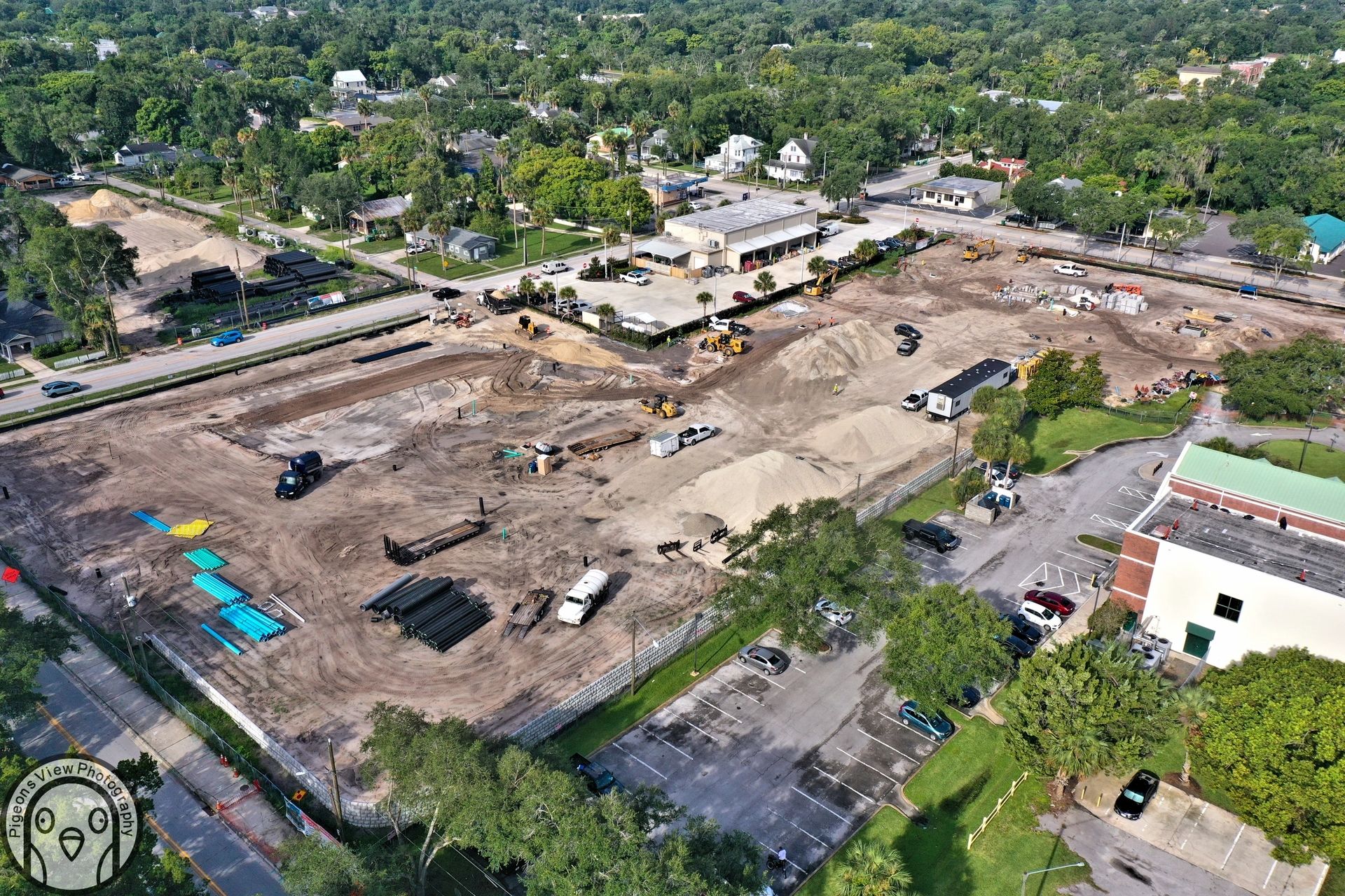 Building development in progress from above