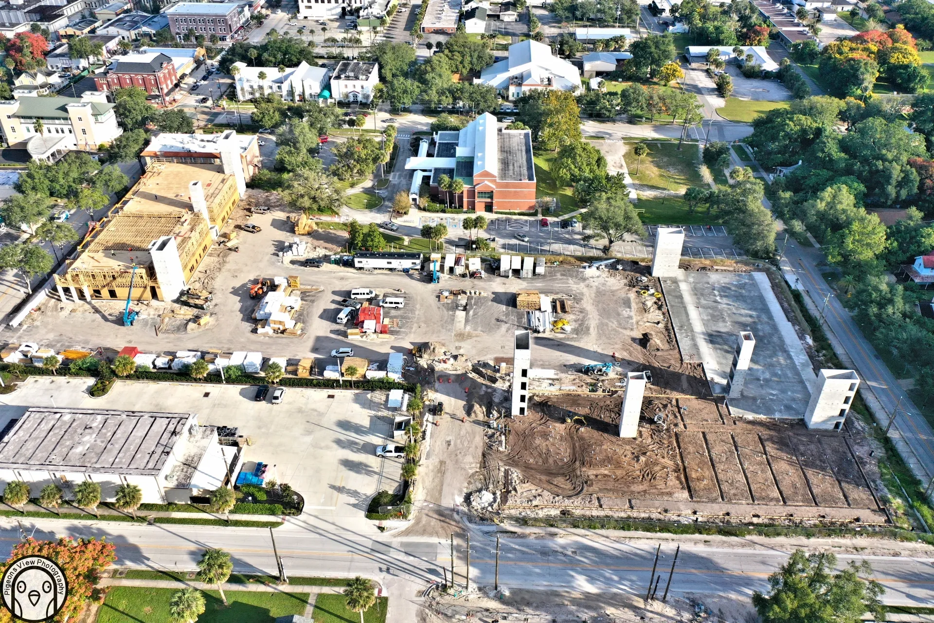 Aerial view of urban construction site