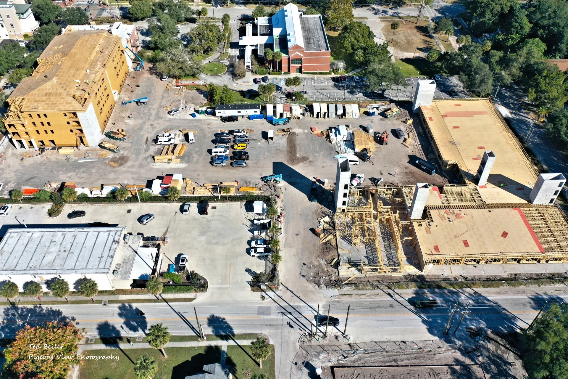 Aerial view of construction site