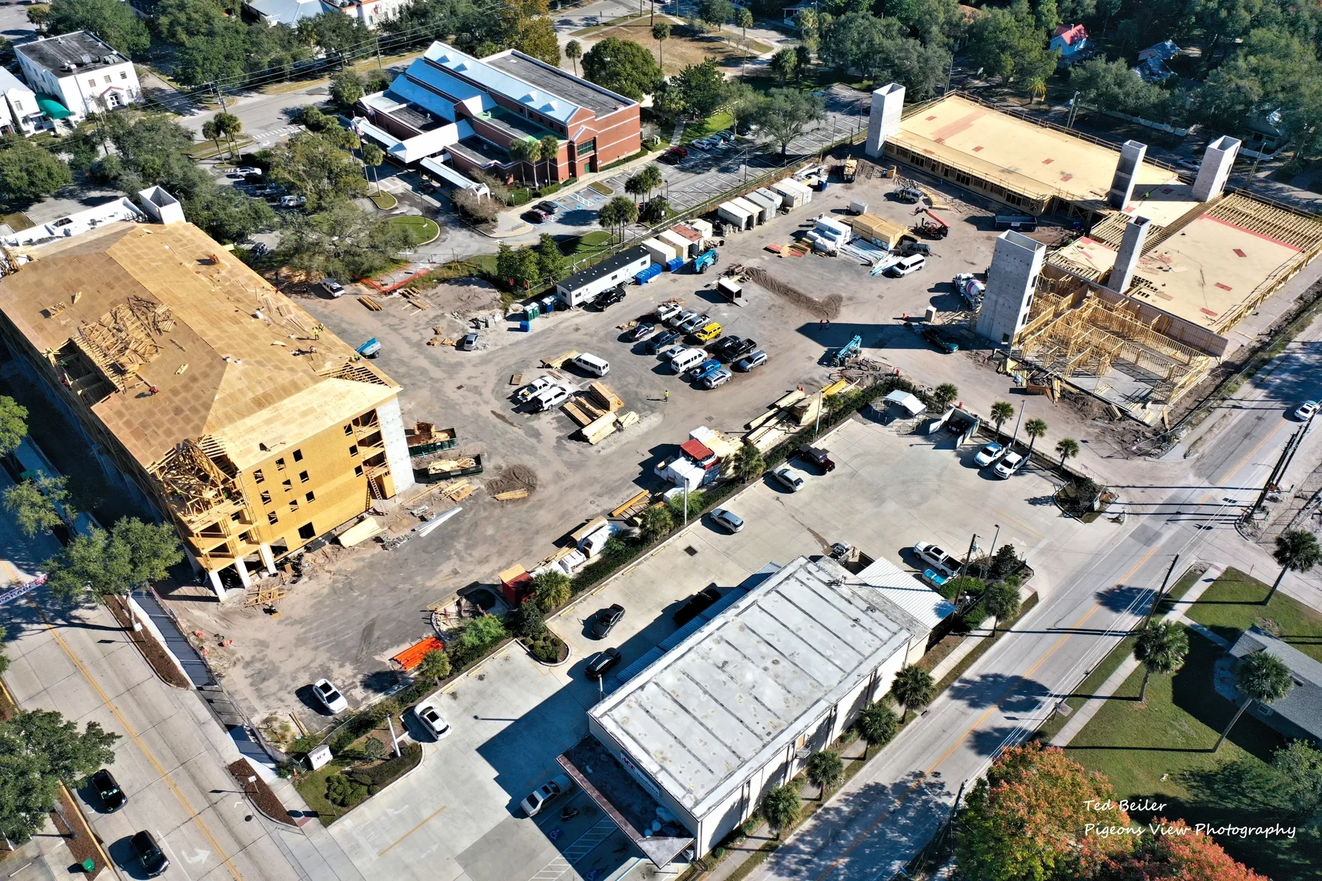 Aerial view of urban development area