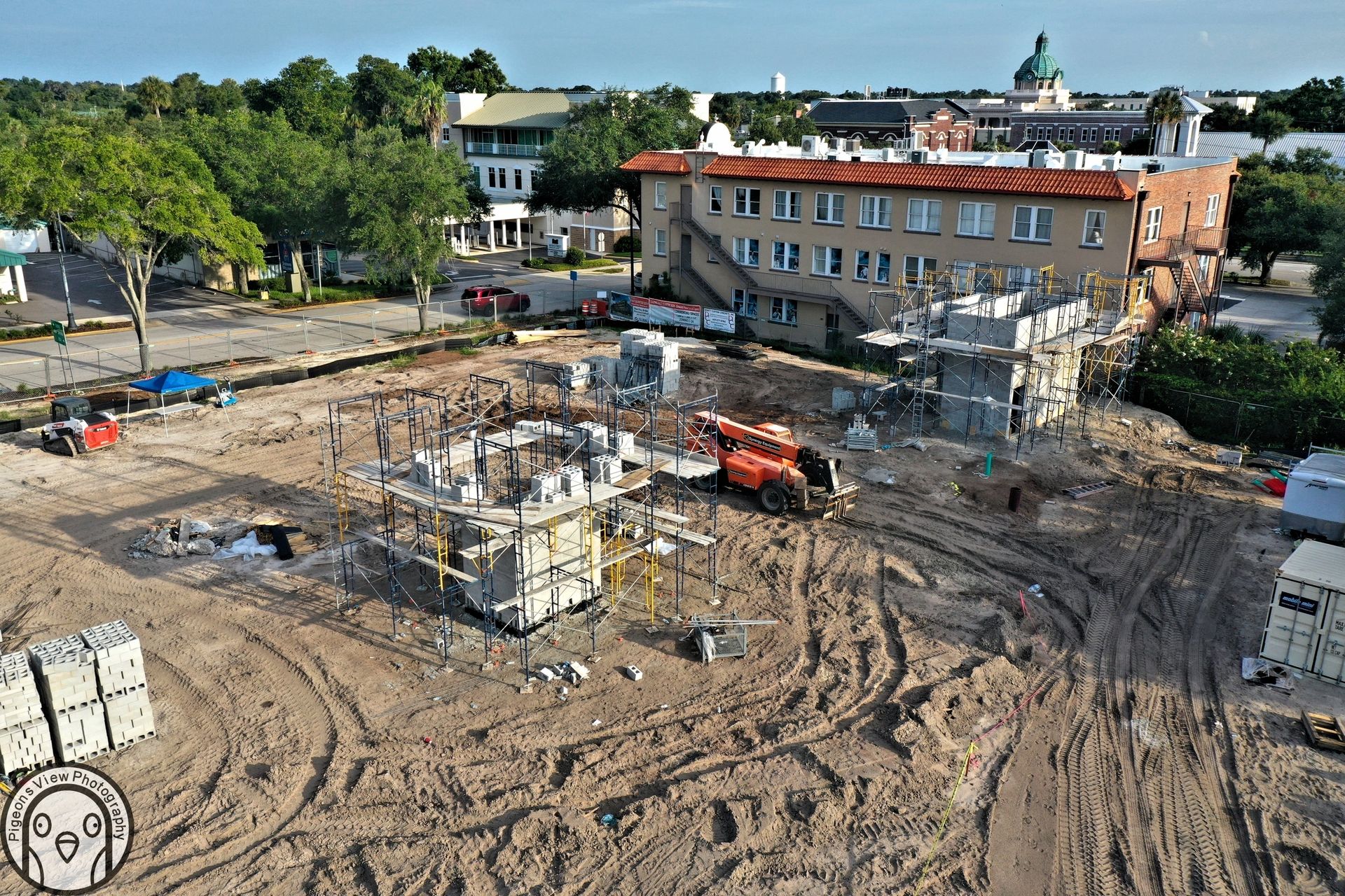 Aerial view of urban construction area