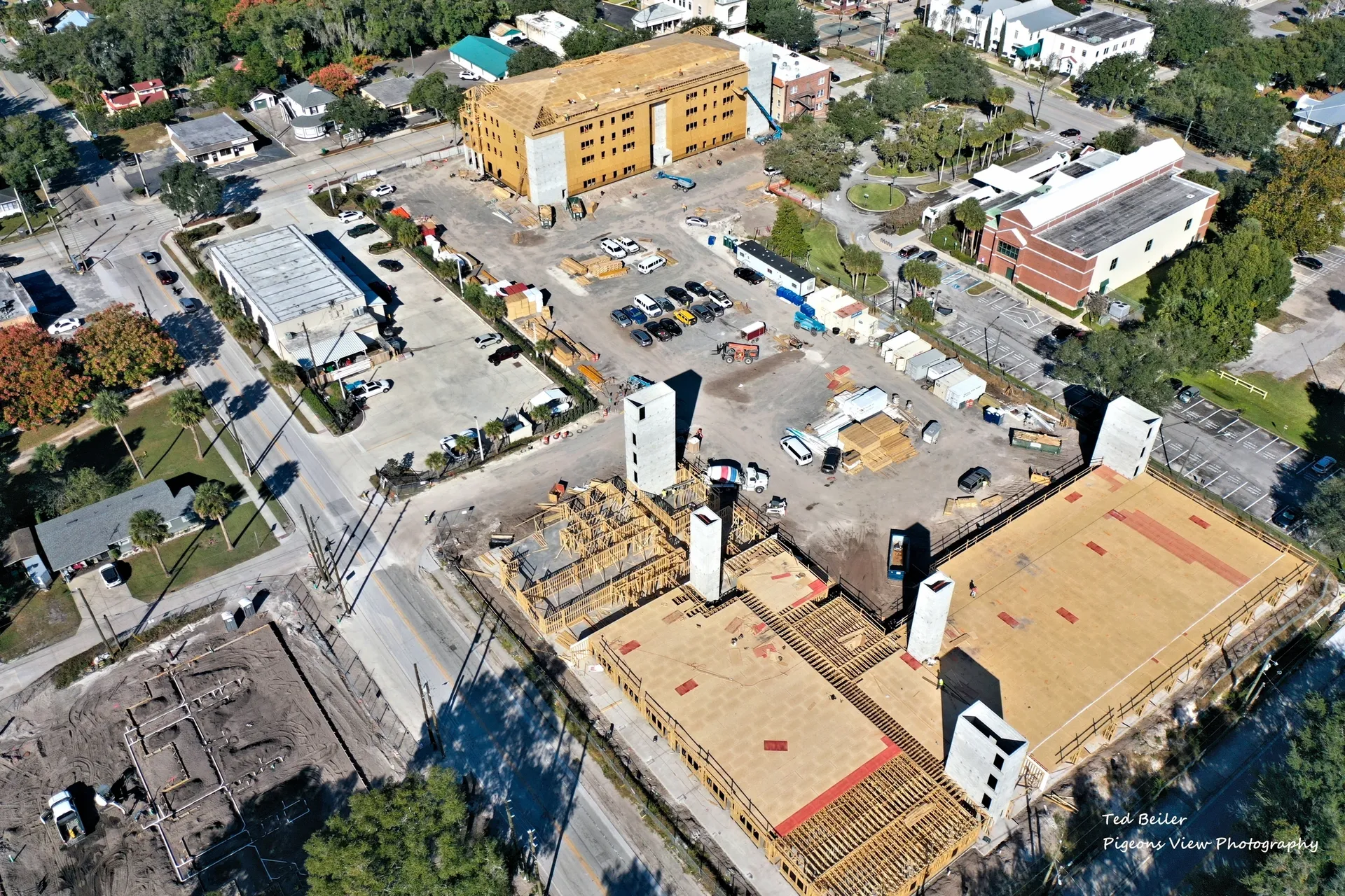 Aerial view of urban construction site