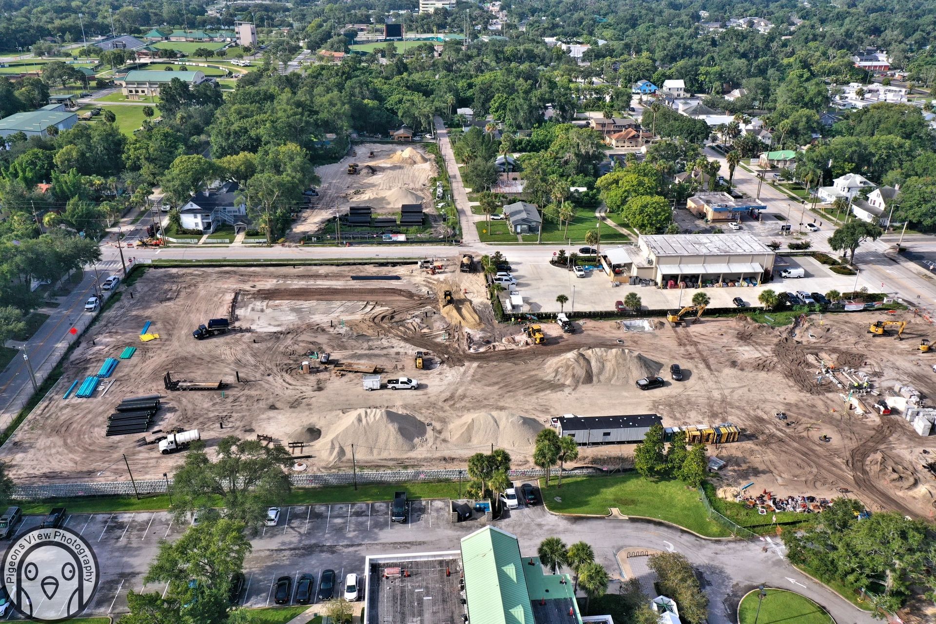 Aerial view of urban construction area