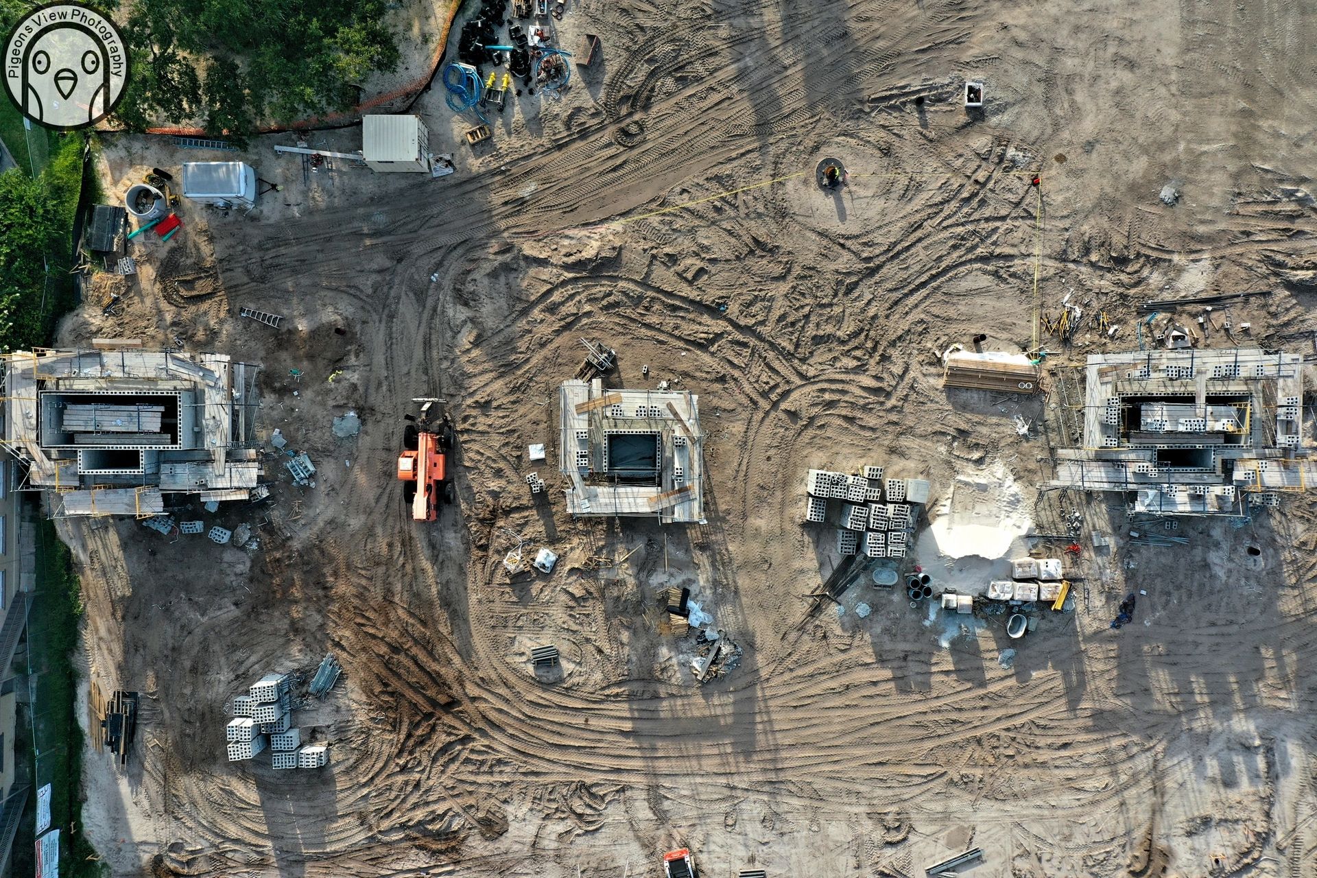 Aerial view of construction area