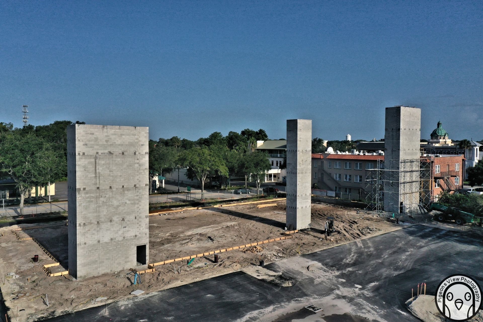 Construction site with concrete walls
