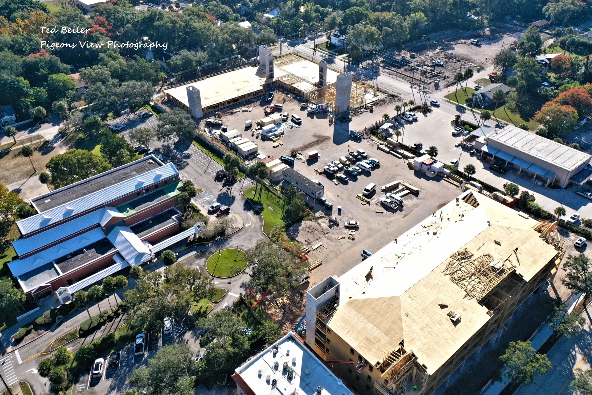 Aerial view of construction site