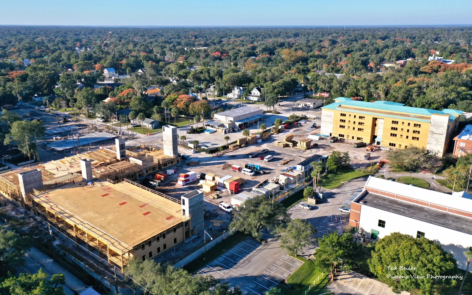Aerial view of construction site